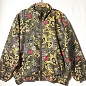 Vintage 90s Jacket Women S‎ Small 100% Silk Lightweight Bomber Studio Sportif